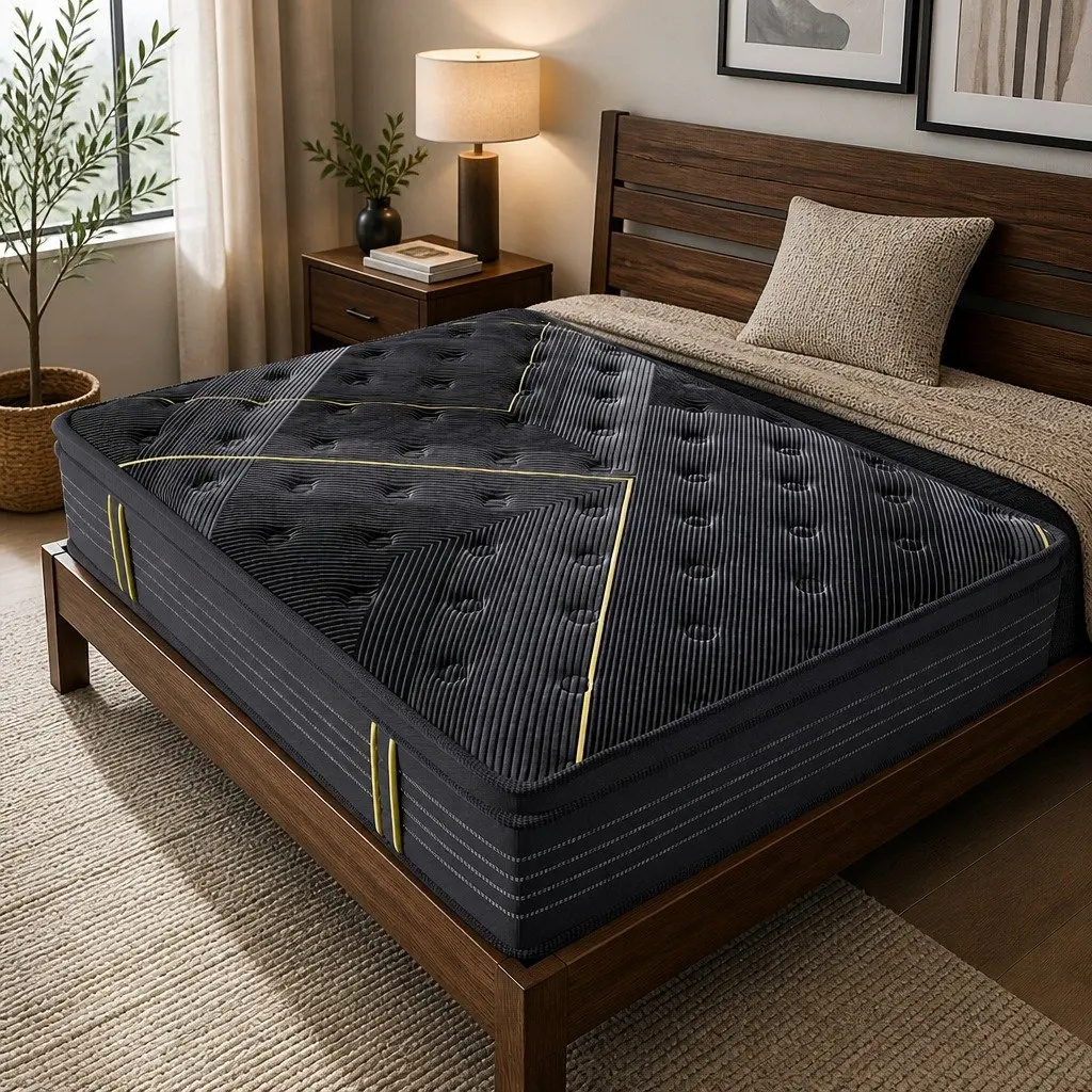 Spring Mattress Black Single Bamboo Charcoal Pocket Coil Euro Top Comfort