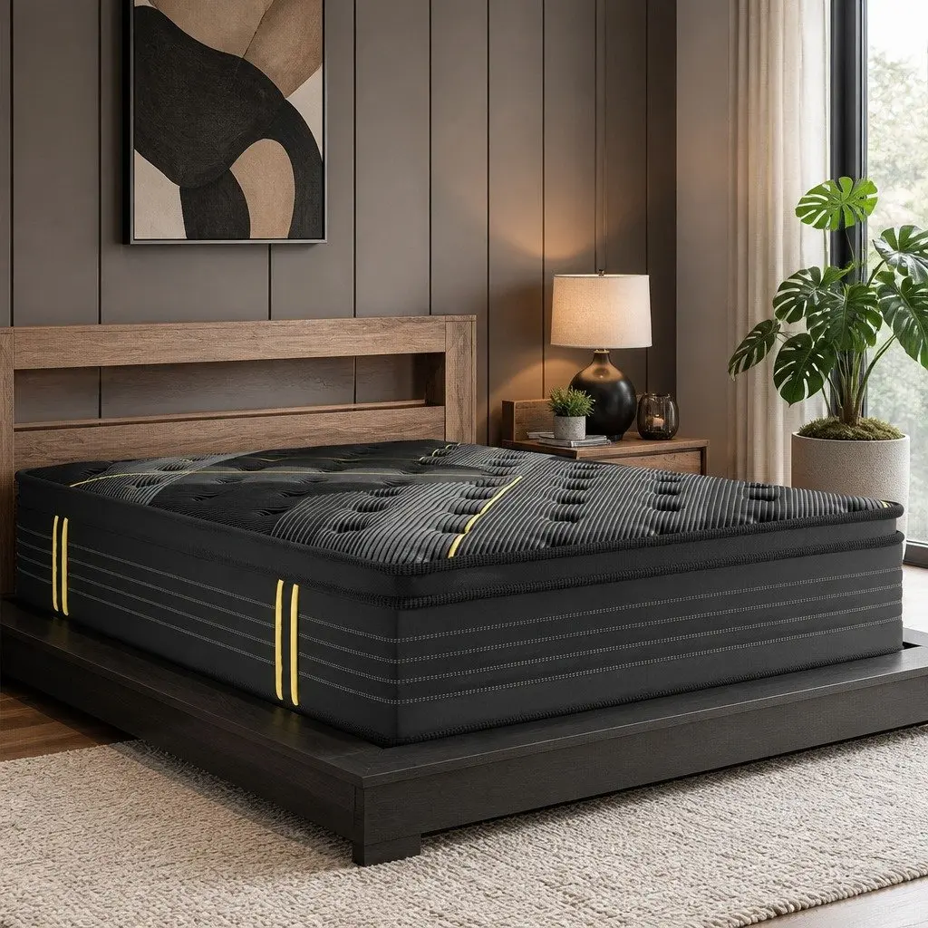 Spring Mattress Black Single Bamboo Charcoal Pocket Coil Euro Top Comfort