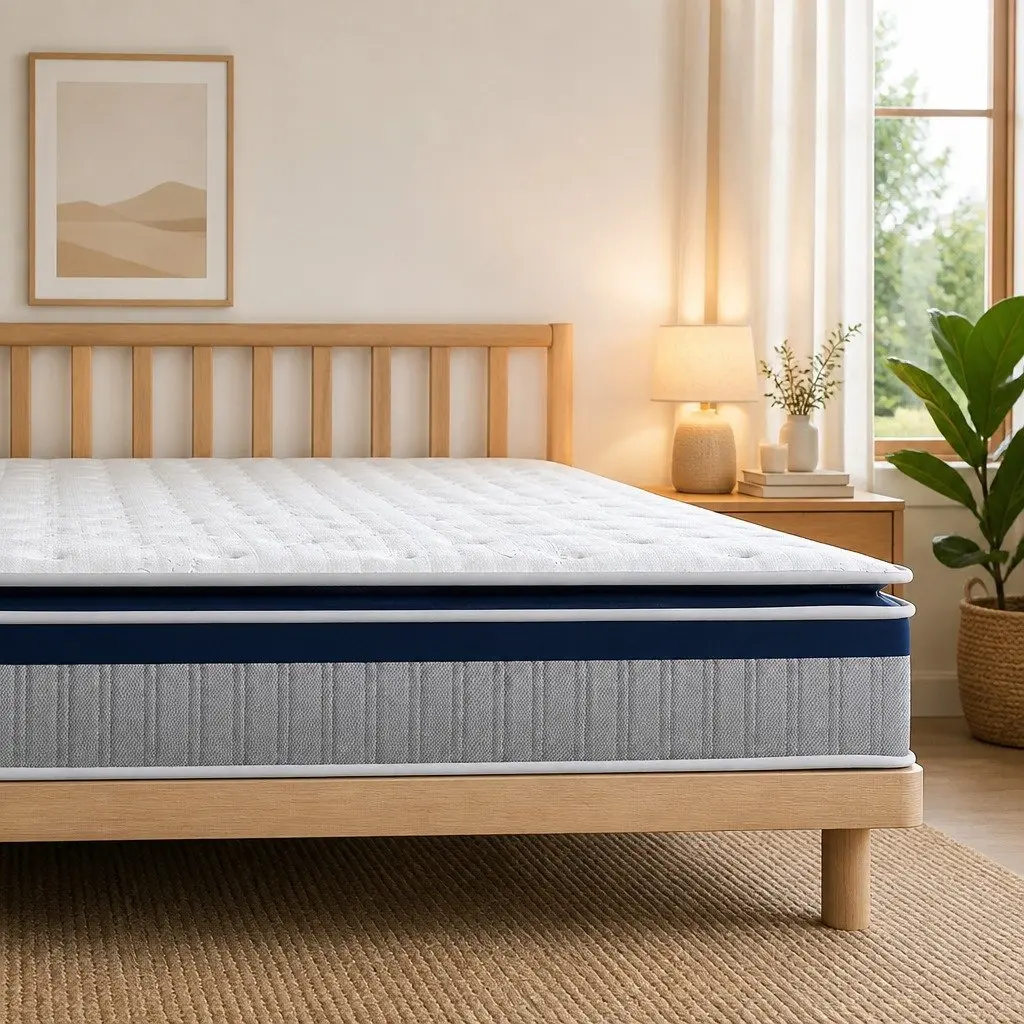 Double Spring Mattress White 32cm Pillow Top Pocket Coil Foam Support