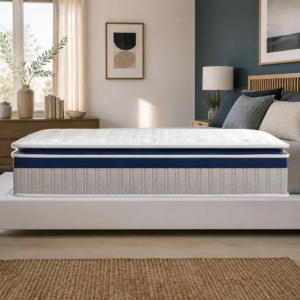 Queen Spring Mattress Pillow Top 32CM Pocket Coil Sleep Support Bed Comfort