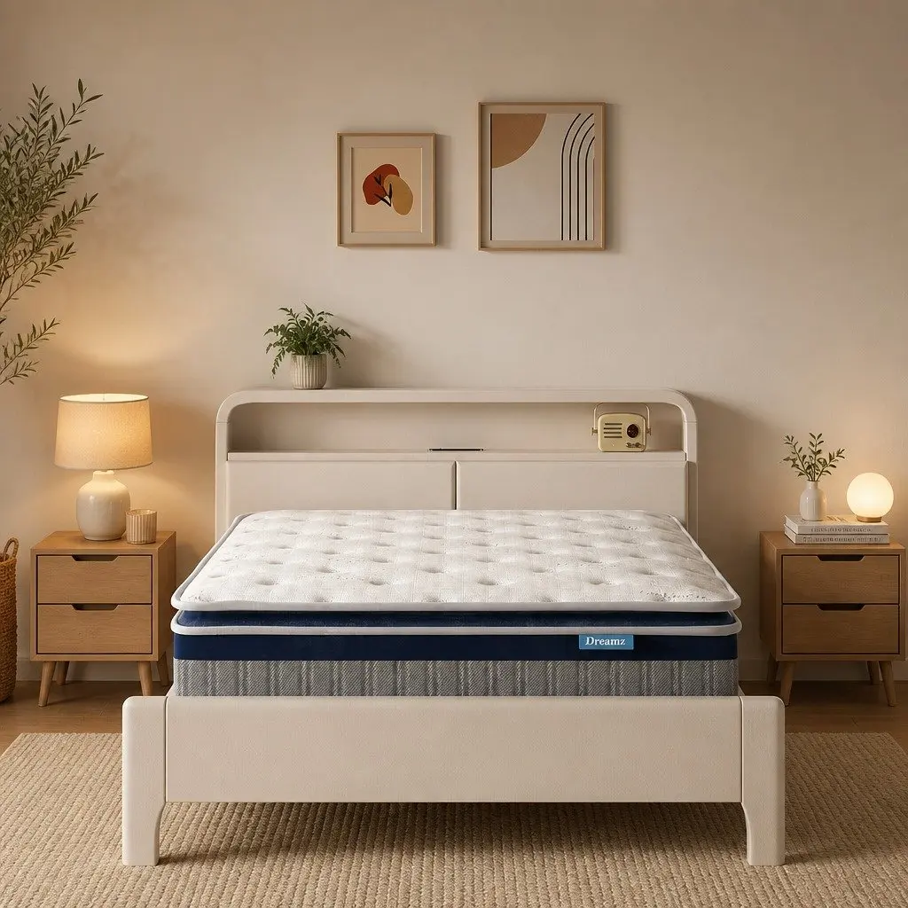 Queen Spring Mattress Pillow Top 32CM Pocket Coil Sleep Support Bed Comfort