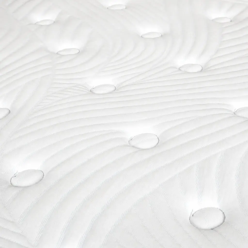 King Mattress White and Blue 203cm x 183cm Medium Firm 7 Zone Pocket Spring Hybrid Foam Support