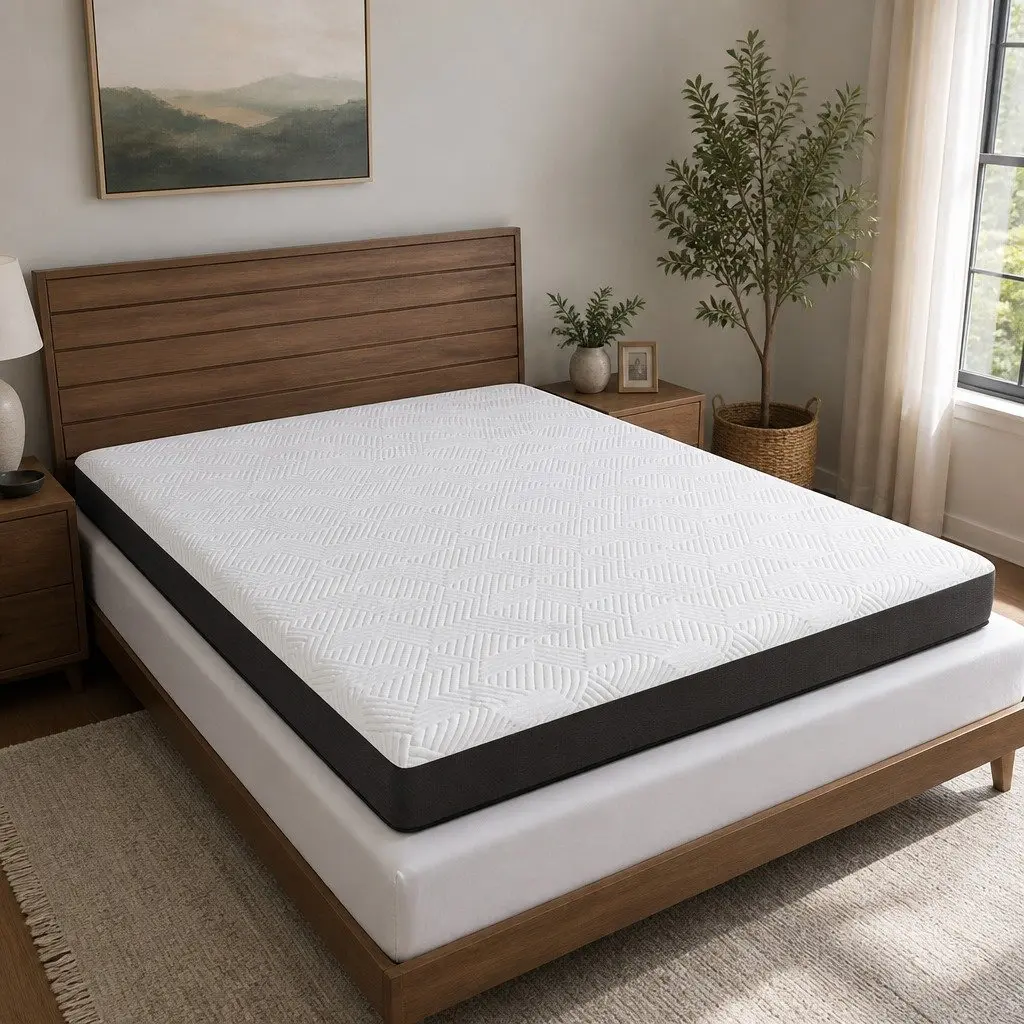 Gel Memory Foam Mattress Pad White 20 cm Breathable Cooling Hypoallergenic