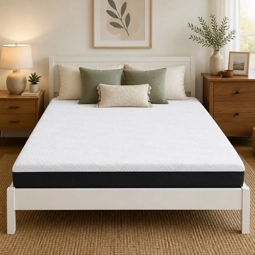 Gel Memory Foam Mattress Pad White 20 cm Breathable Cooling Hypoallergenic