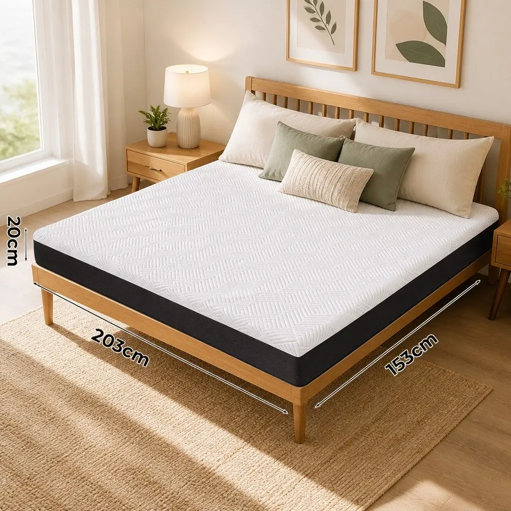 Gel Memory Foam Mattress Pad White 20 cm Breathable Cooling Hypoallergenic