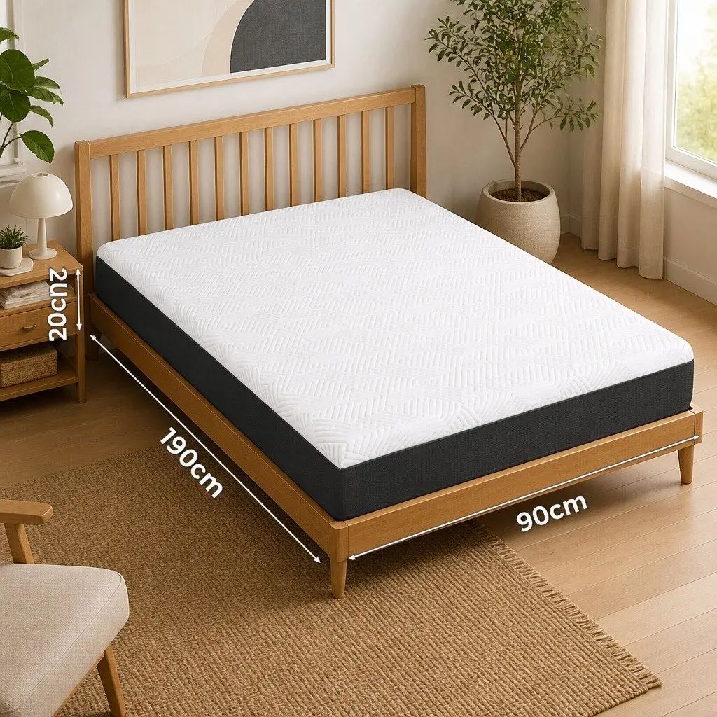 Gel Memory Foam Mattress Pad White 20cm Breathable Cooling Hypoallergenic