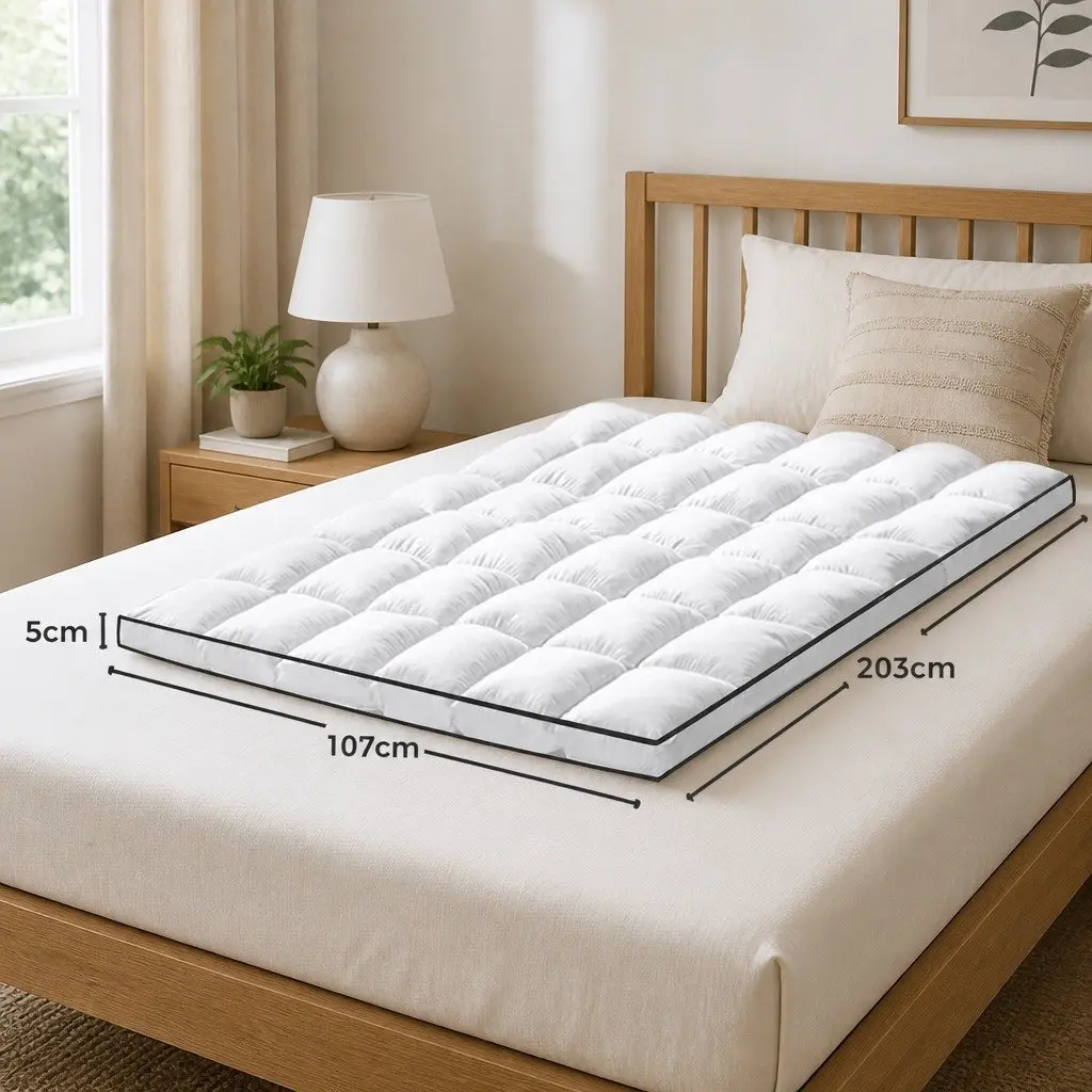 Mattress Topper King Single Bed Pillow Top Medium Soft 4-5cm Thick Breathable