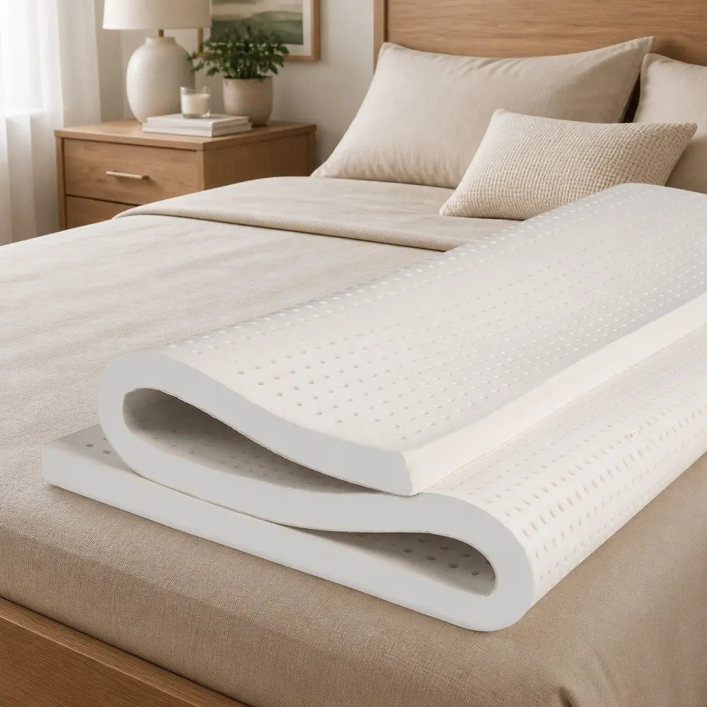 Double Mattress Topper White 5cm Natural Latex Pressure Relief Support