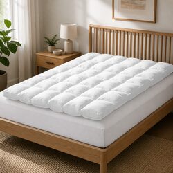 Soft Double Bed Mattress Topper with Elastic Skirt - 4-5cm