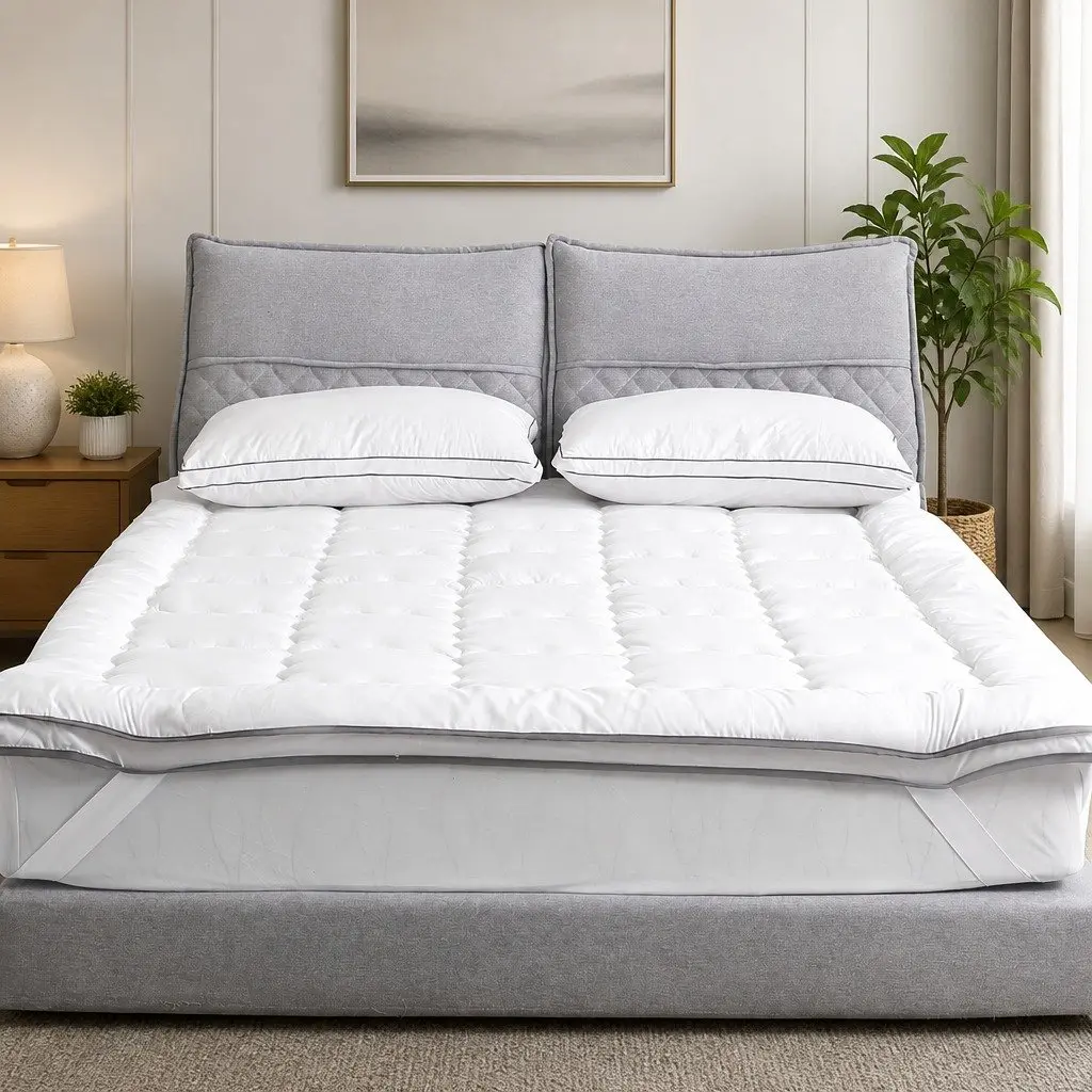 Mattress Topper White Queen 4-5cm Thick Pillowtop Anti-Allergy Dust Mite Resistant