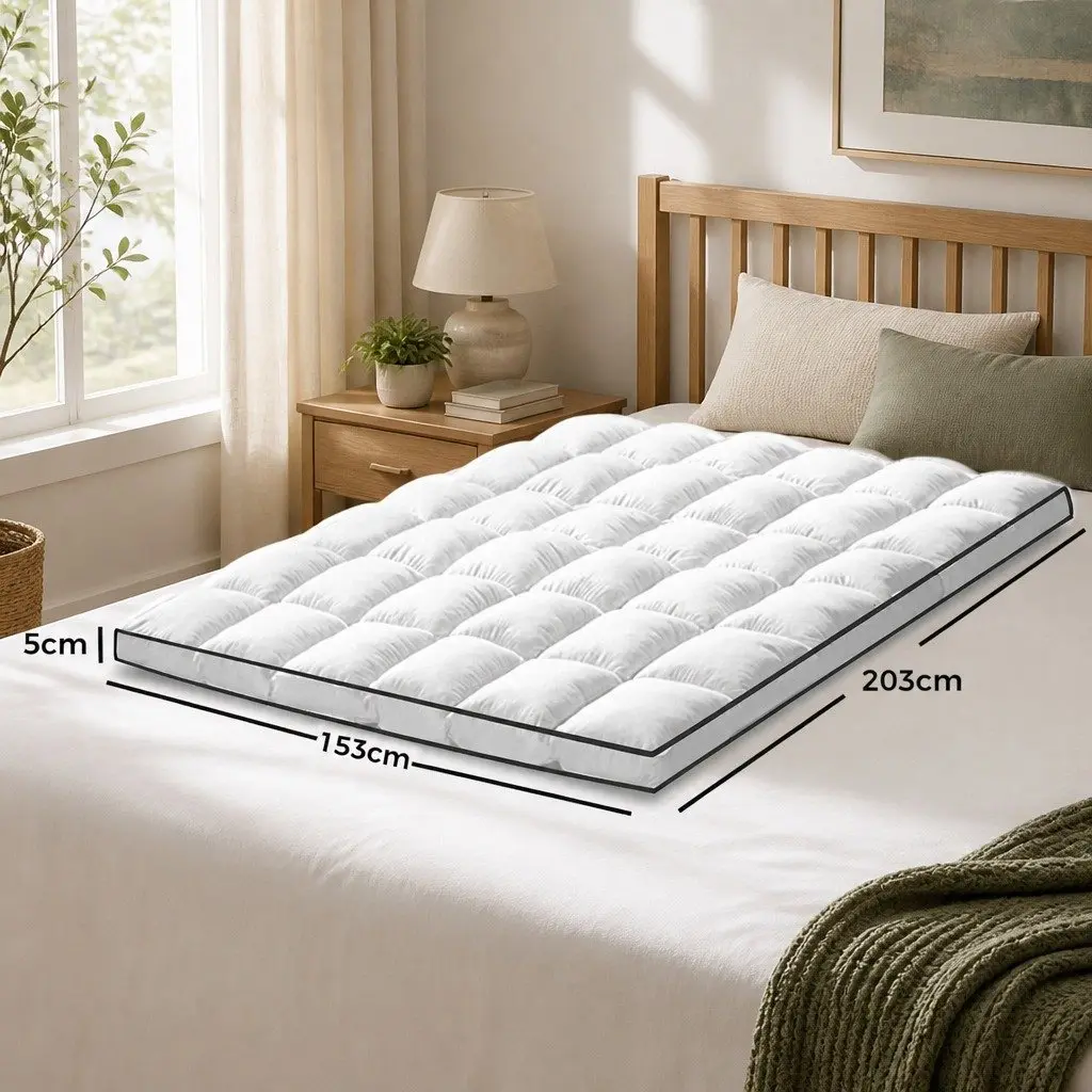 Mattress Topper White Queen 4-5cm Thick Pillowtop Anti-Allergy Dust Mite Resistant
