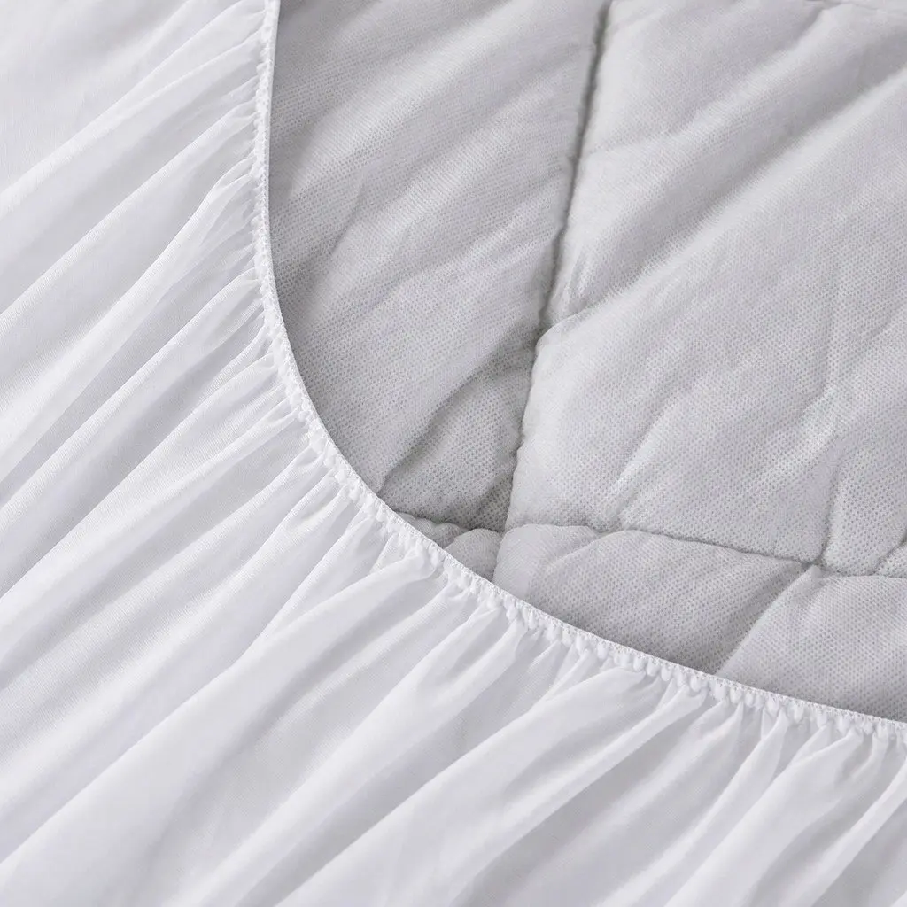 Bamboo Mattress Topper White Queen Size Fitted Cooling Sleep Protector