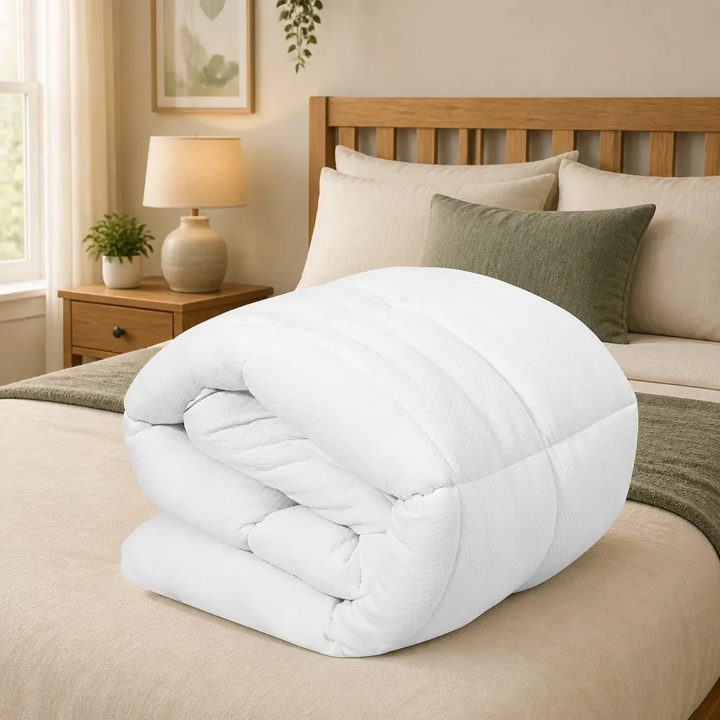Mattress Topper White Queen 5cm Thick Breathable Microfibre Pillowtop Construction