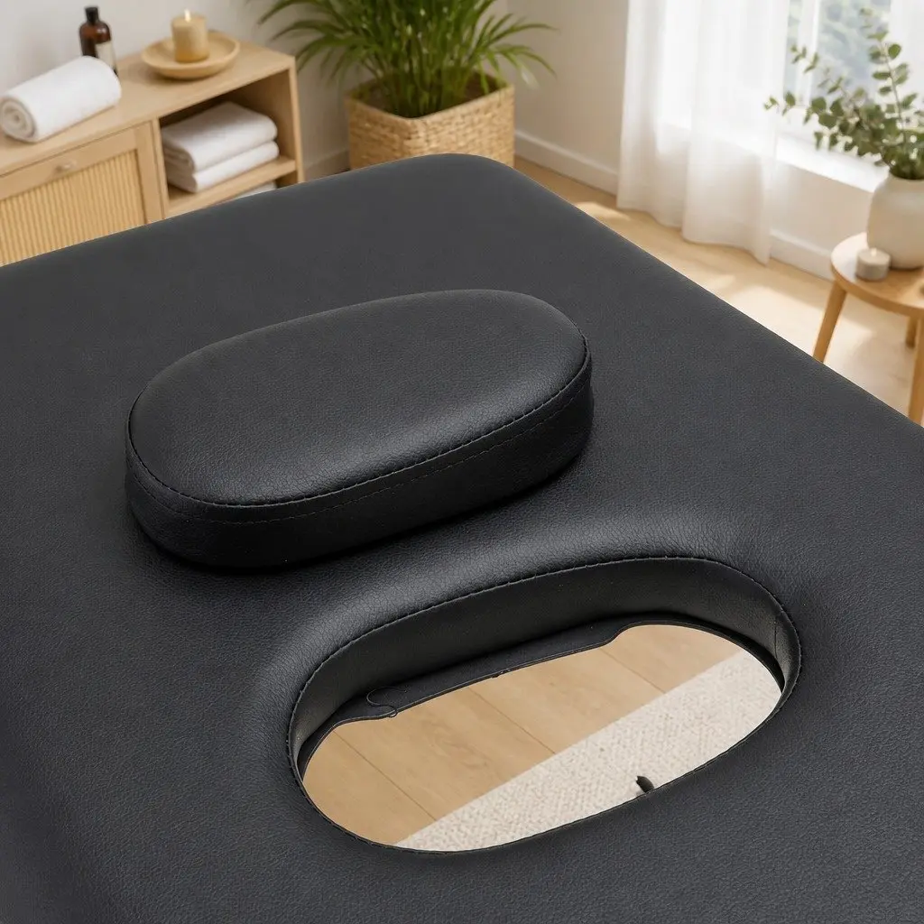 Portable Massage Table Black 75cm Wide 2 Fold Aluminium Adjustable Height