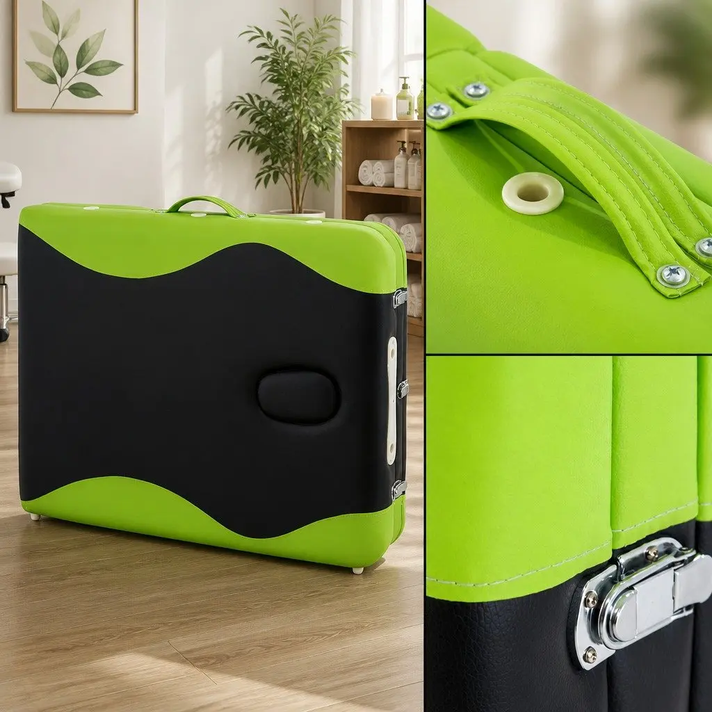 Massage Table Black 75cm Portable 3 Fold Aluminium Adjustable Height