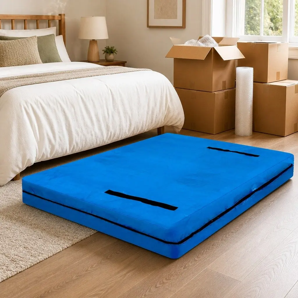 Mattress Bag Protector Blue Double Unzip Heavy-duty Plastic with Carry Handles