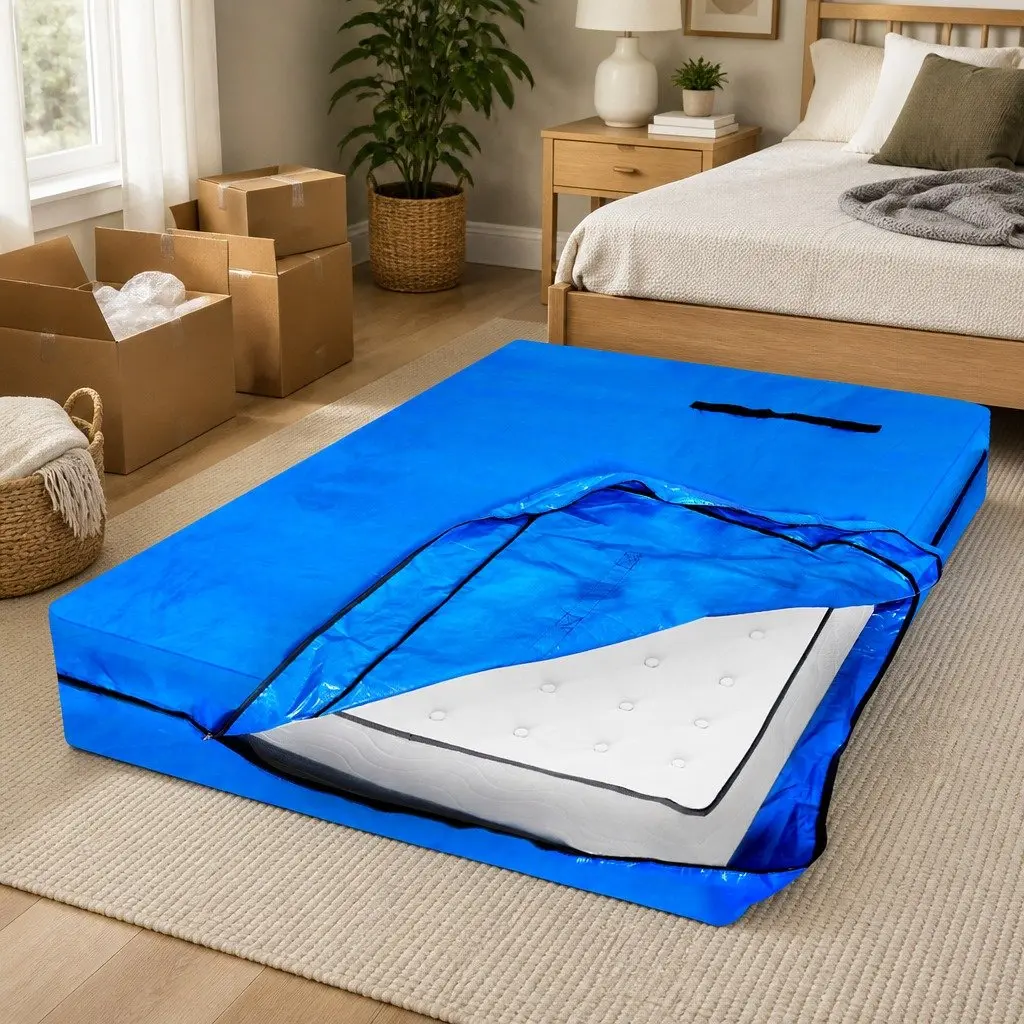 Mattress Bag Protector Blue Queen Heavy Duty Zip Closure