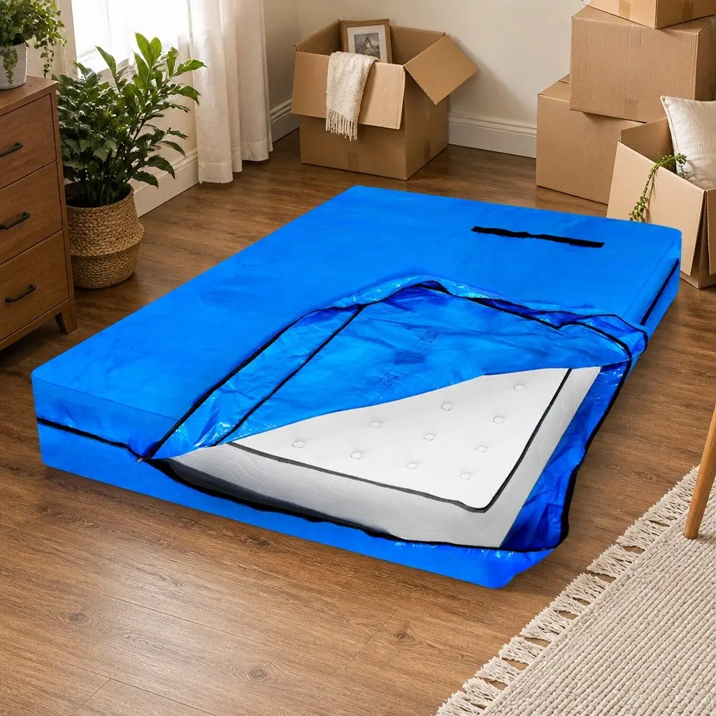 Mattress Bag Protector Blue Queen Heavy Duty Zip Closure