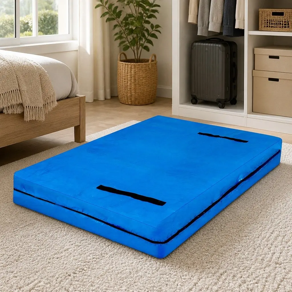 Mattress Bag Protector Blue Single King Size Heavy-duty PE Plastic with Zip Closure and Carry Handles
