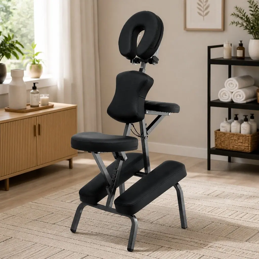 Portable Massage Chair Lightweight Folding Tattoo Beauty Lash Bed Therapy Black