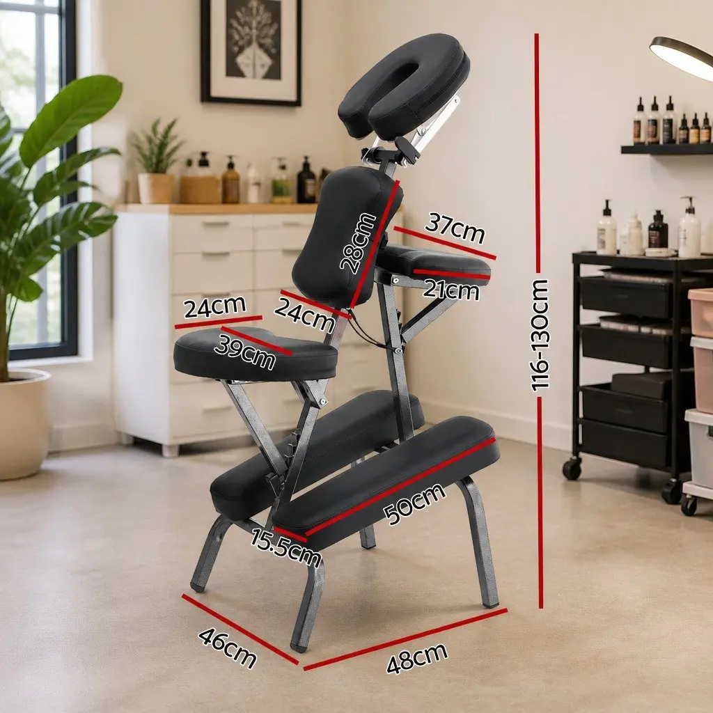 Portable Massage Chair Lightweight Folding Tattoo Beauty Lash Bed Therapy Black