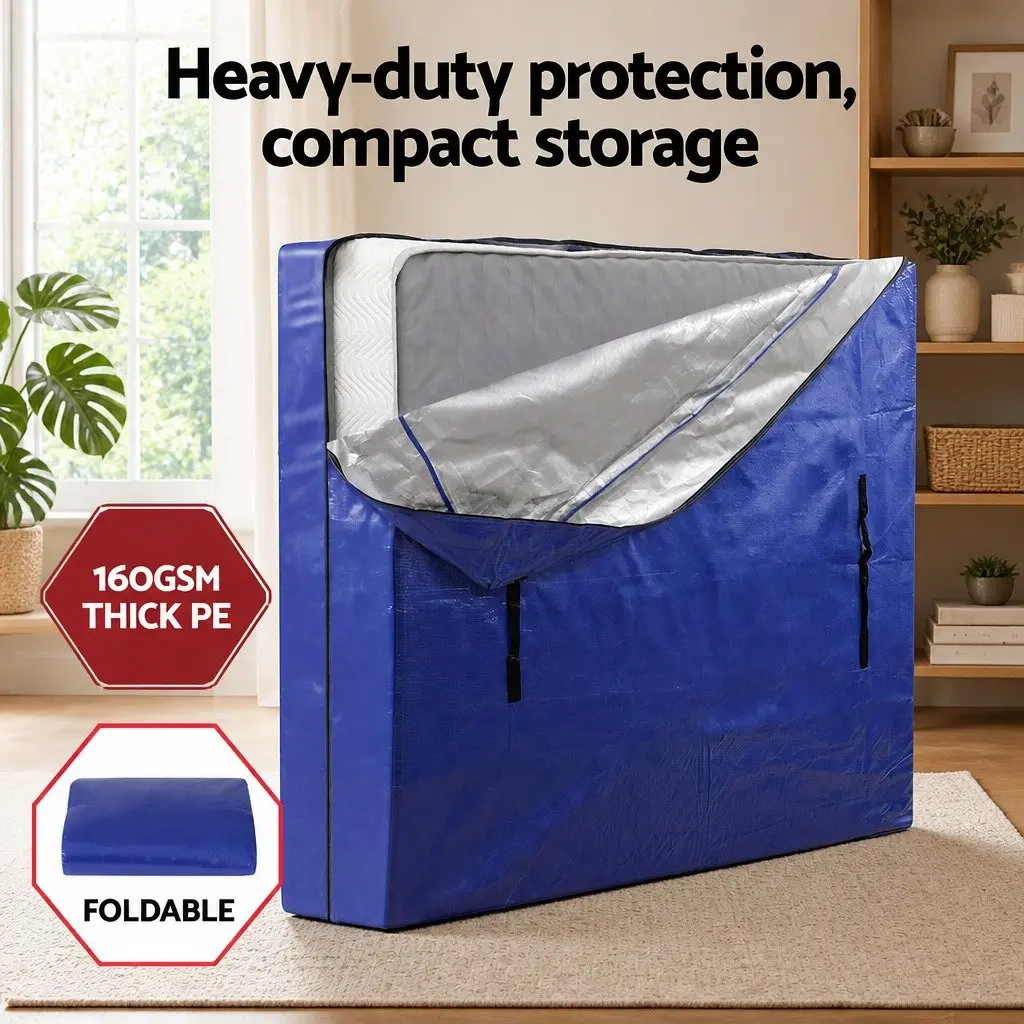 Mattress Bag Blue Double Heavy-Duty Waterproof Dust Cover Protector