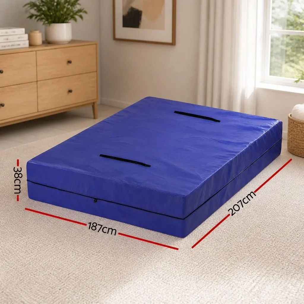 King Mattress Storage Bag Blue Waterproof 3-Sided Zipper Easy Access Durable Protection