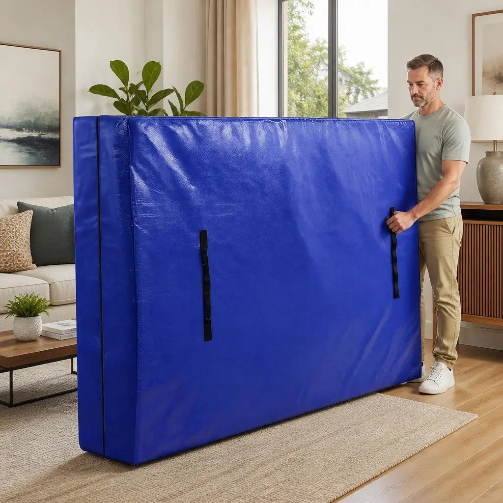 Queen Mattress Bag Blue Waterproof Dust Cover Protector 3-Sided Zipper