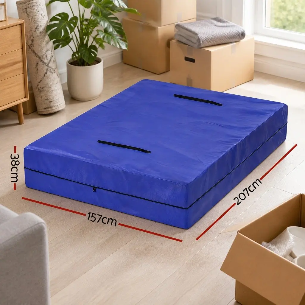 Queen Mattress Bag Blue Waterproof Dust Cover Protector 3-Sided Zipper