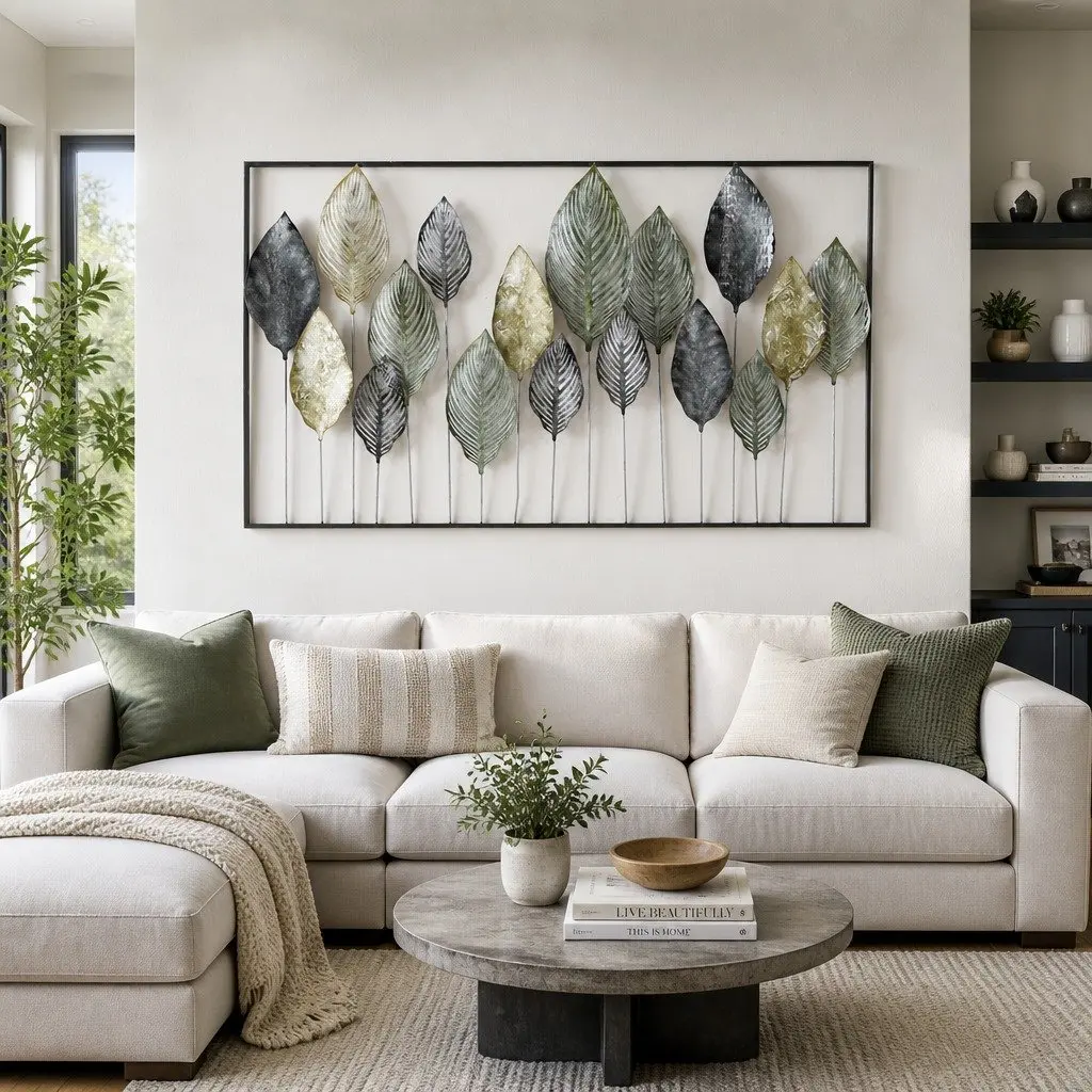 Metal Wall Art Hanging Sculpture Leaf Tree of Life Design Home Decor 3D Framed