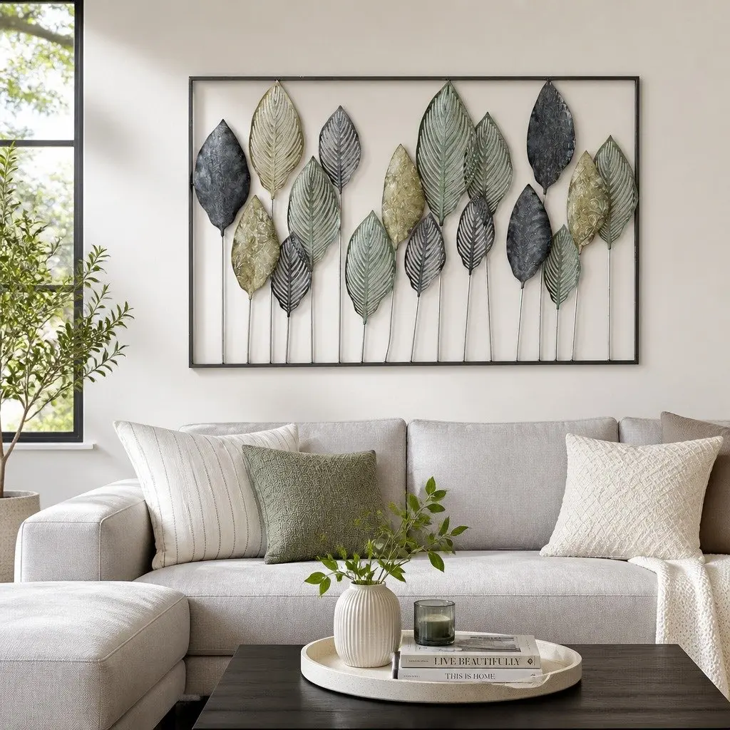 Metal Wall Art Hanging Sculpture Leaf Tree of Life Design Home Decor 3D Framed