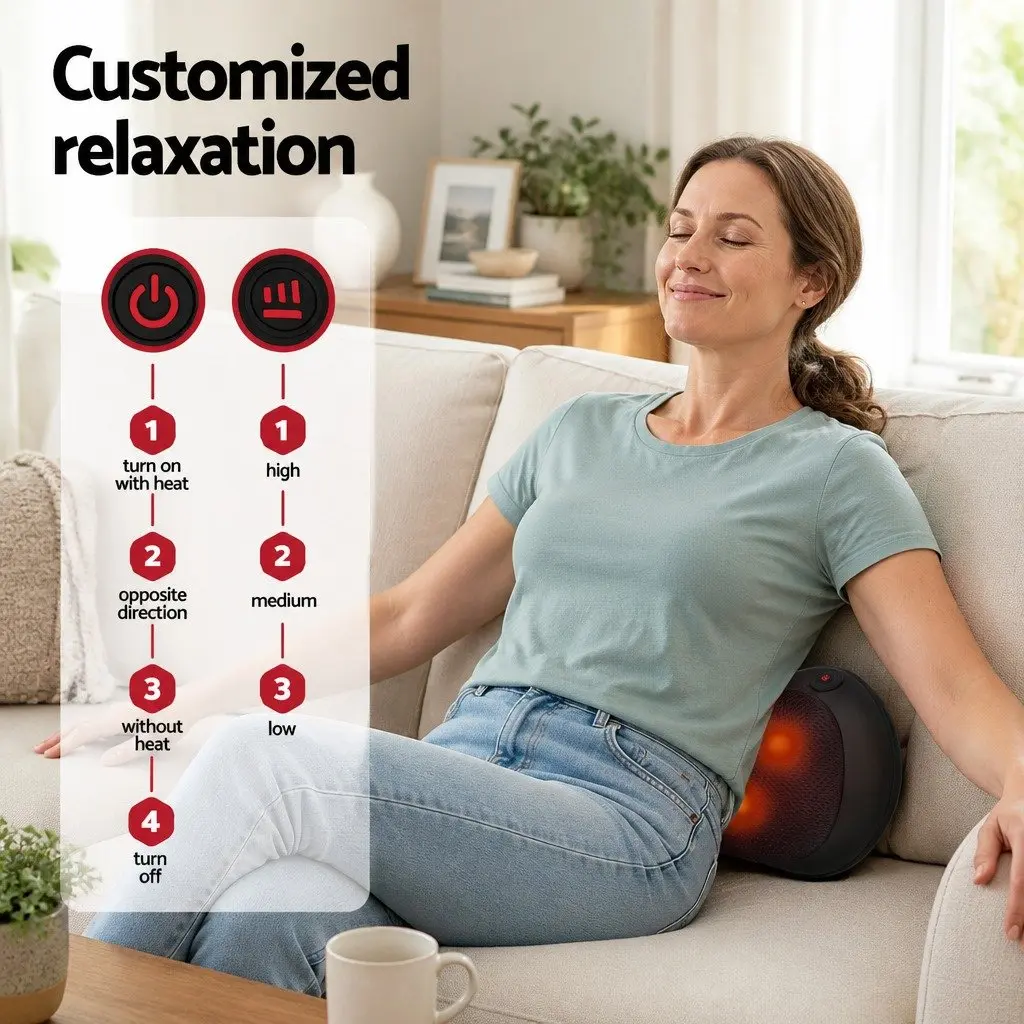 Neck Massager Black Portable Electric Shiatsu with Heat Kneading Muscle Relaxation