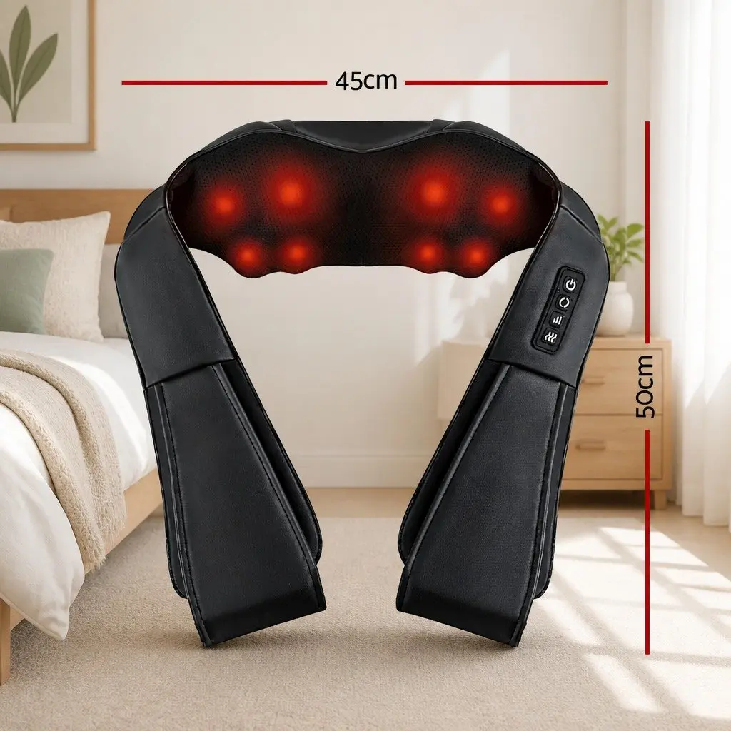 Neck Massager Black 8 Massage Nodes Heated Relaxation Device for Home Office Use