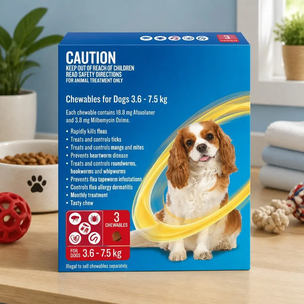 Chews Small Dogs Beef Flavoured 3.6-7.5kg All-in-One Parasite Protection 3 Pack