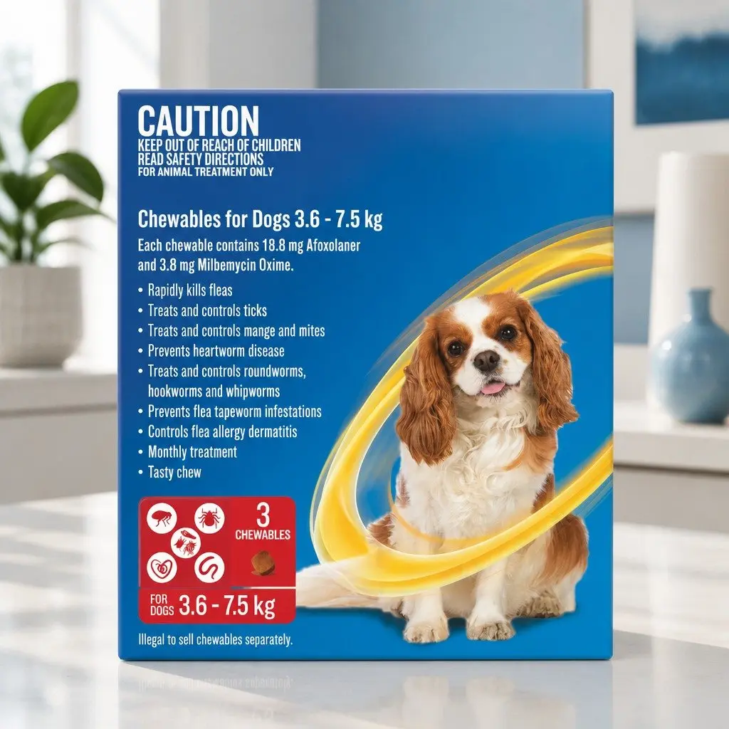 Chews Small Dogs Beef Flavoured 3.6-7.5kg All-in-One Parasite Protection 3 Pack