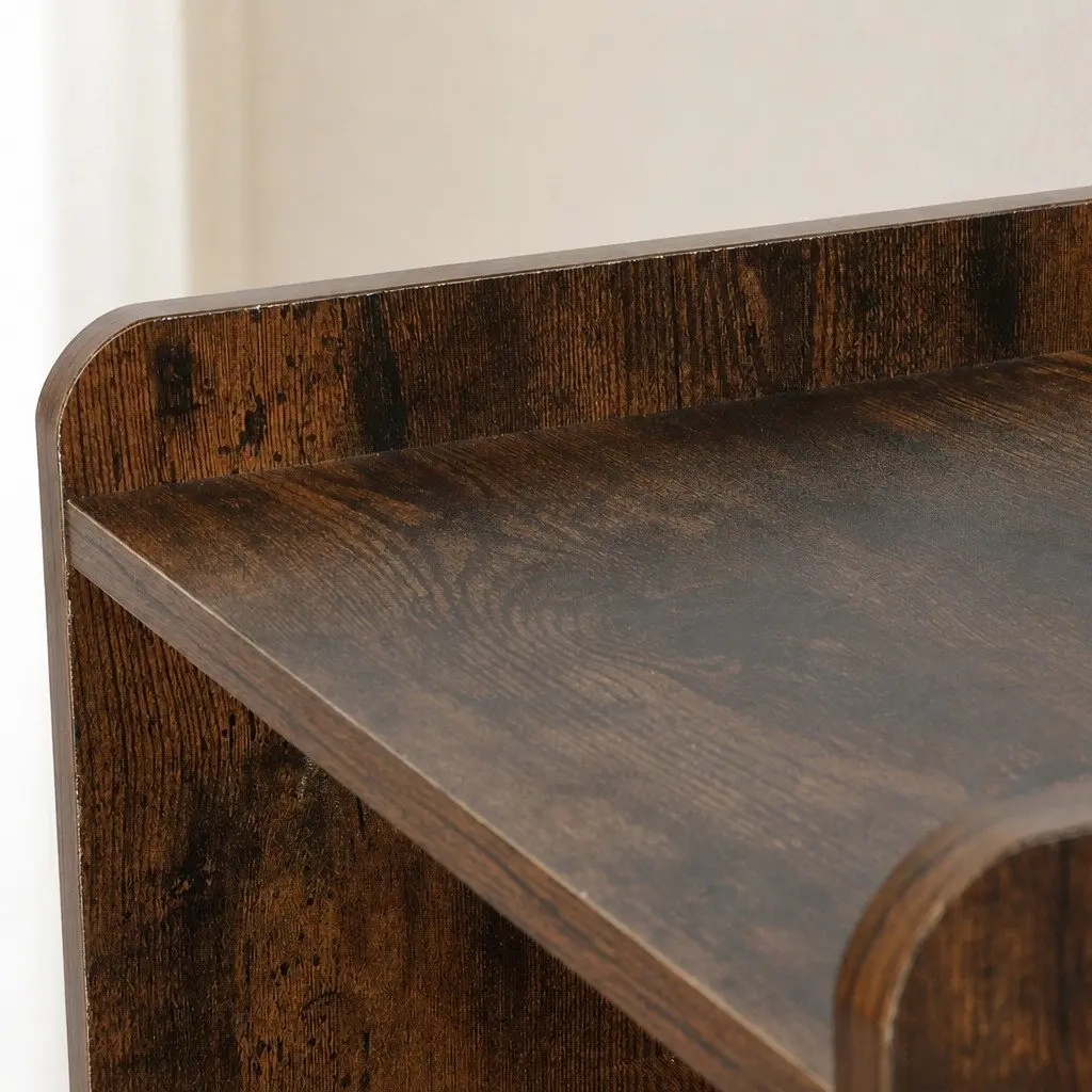 Bedside Table Oak 40cm with LED Light USB Charger Outlet 3 Drawers