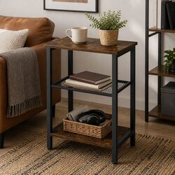 3-Tier Side Table Storage Shelves Living Room Bedroom Compact Space-Saving