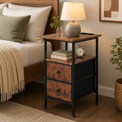 Compact Bedside Table with Dual USB Ports