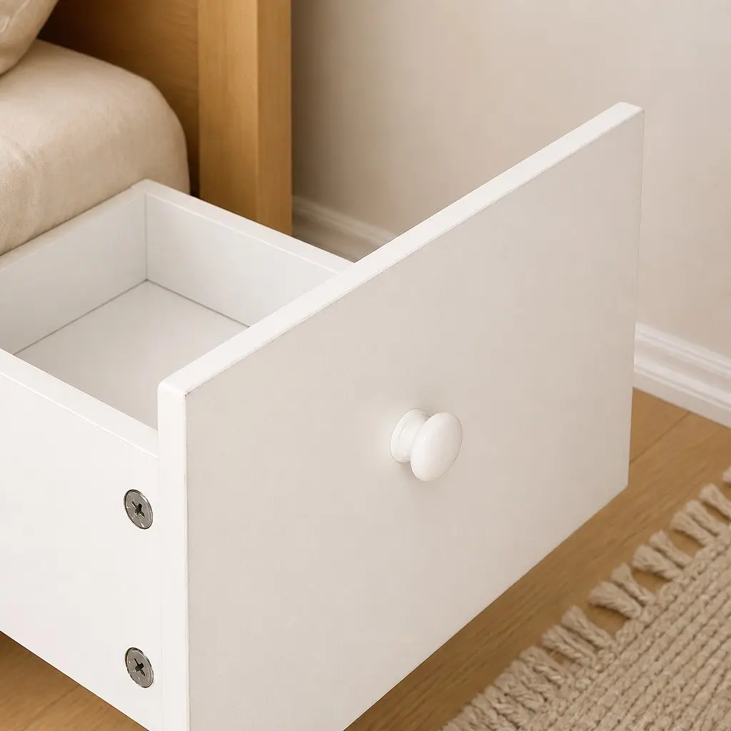 Bedside Table with Two Shelves and Drawer