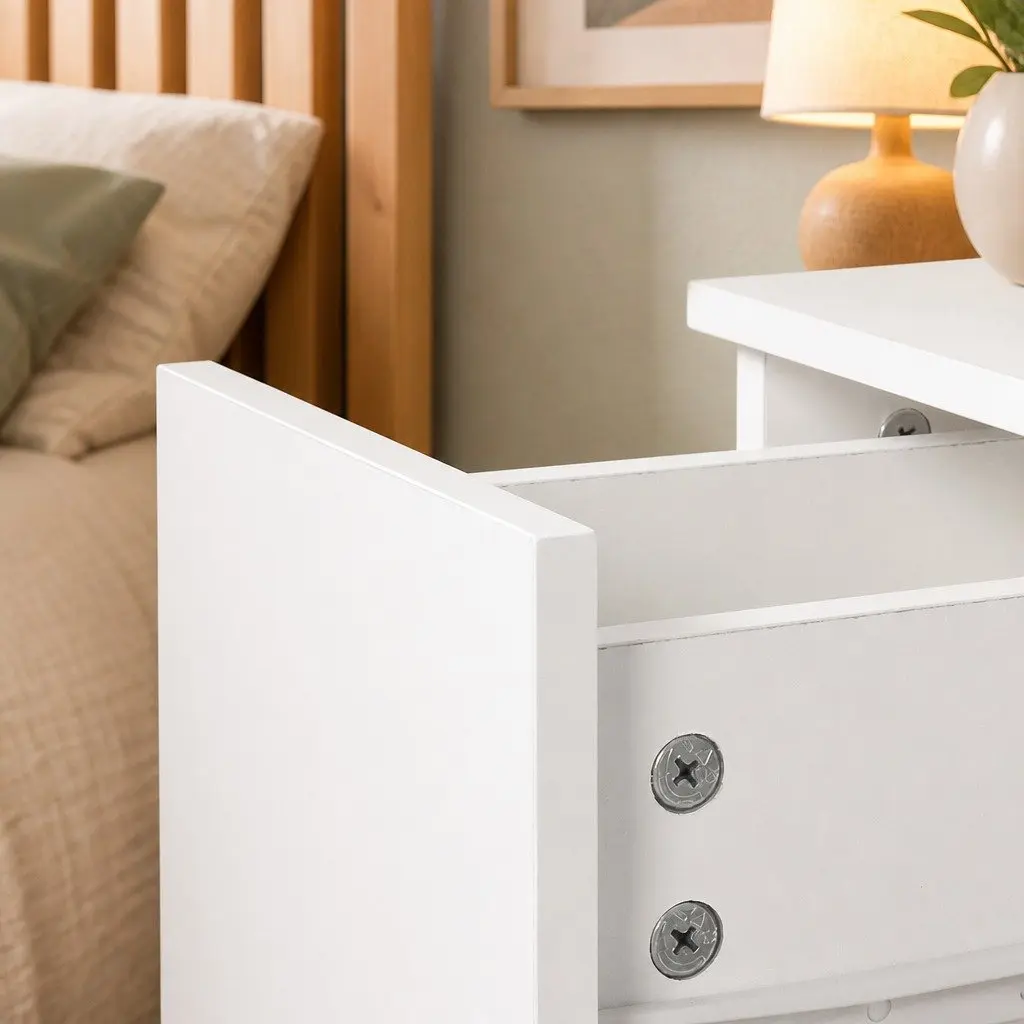Slim Bedside Table with Drawer and Shelf