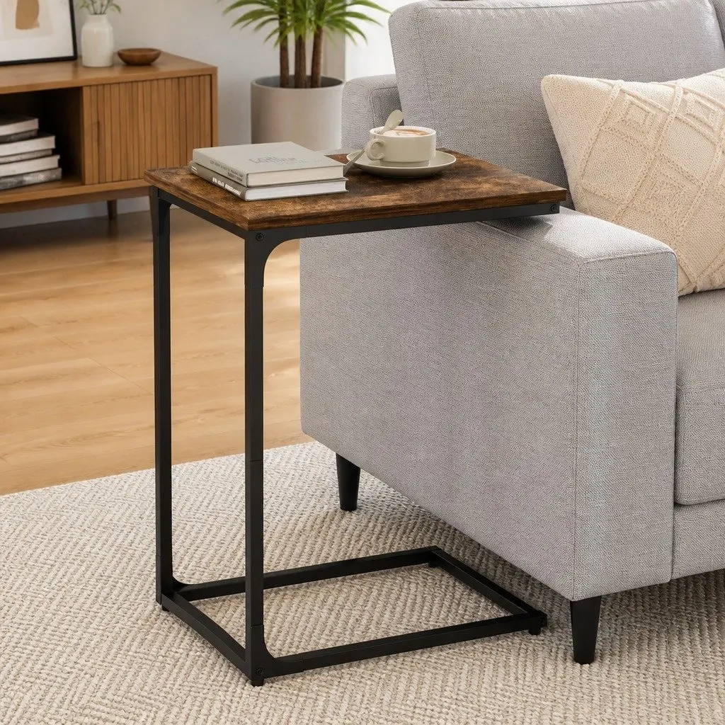 C-Shaped End Table Side Sofa Coffee Laptop Overbed Industrial Mobile Furniture
