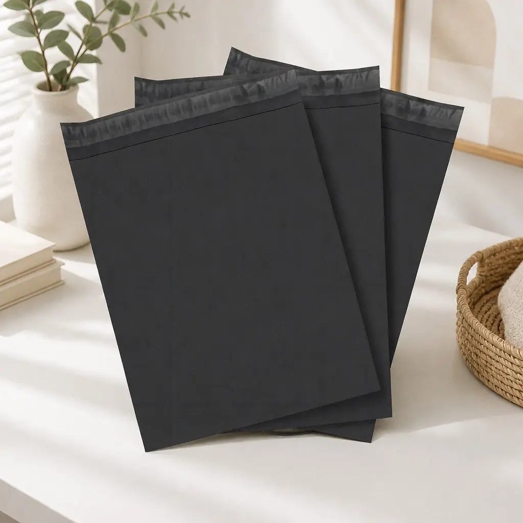 Self-Sealing Poly Mailer Black 310x405mm Lightweight Durable for Ecommerce
