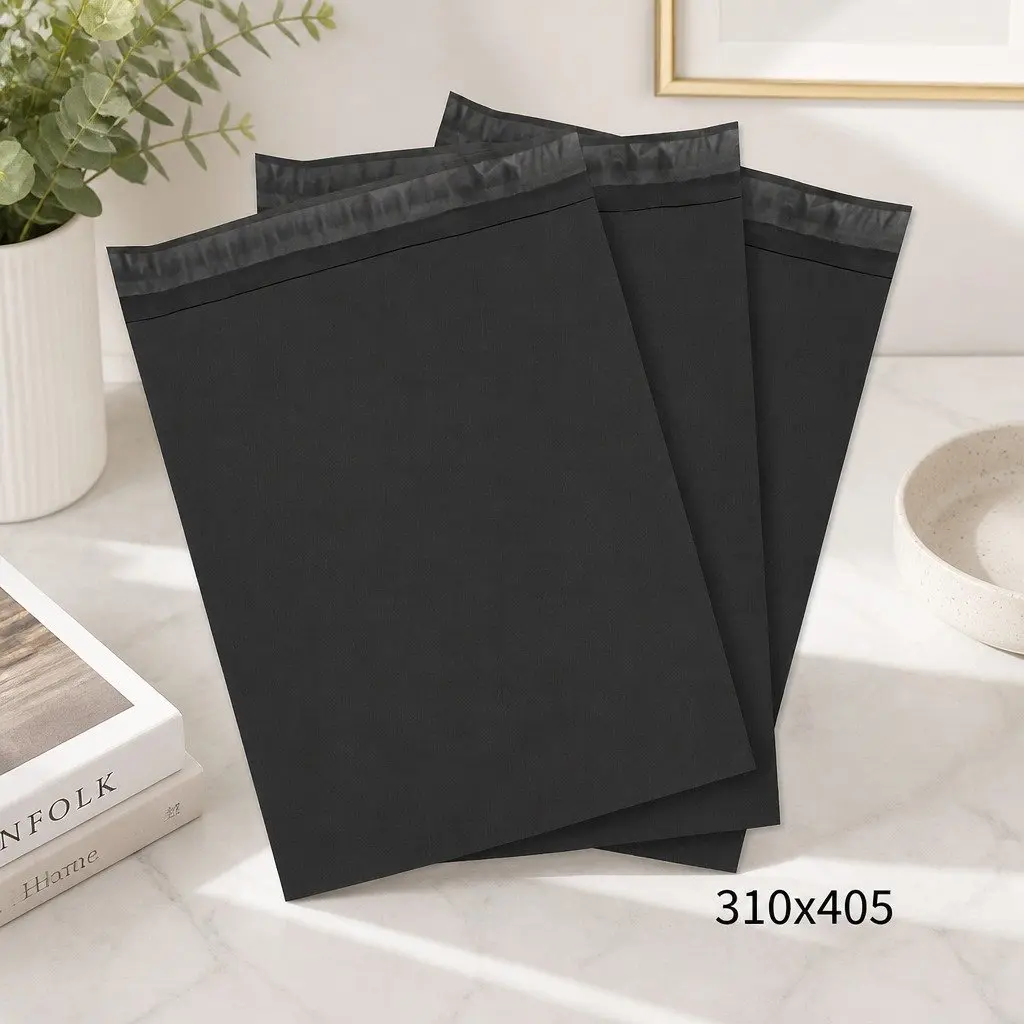 Self-Sealing Poly Mailer Black 310x405mm Lightweight Durable for Ecommerce