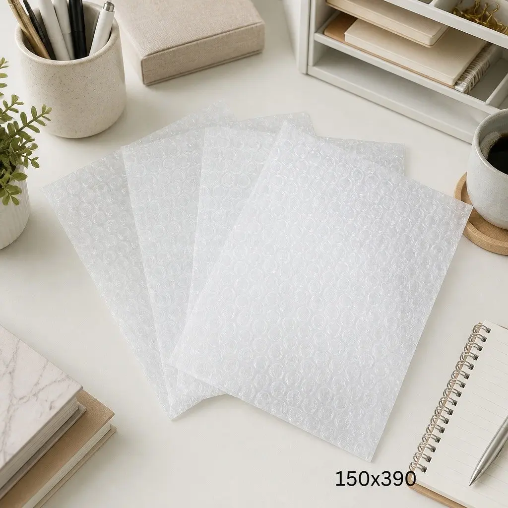 Clear Padded Mailers 150x390mm Bubble Lined Protective Packaging for Small Items