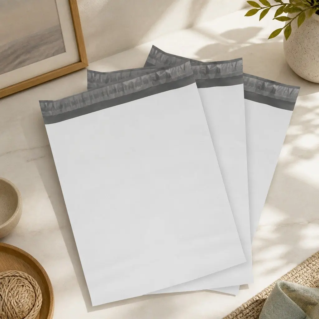 Poly Mailer White 310x405mm Self-Sealing Durable Tear Resistant Moisture Resistant 100 Pack