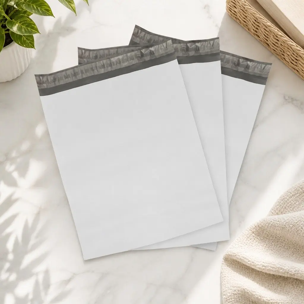 Poly Mailer White 310x405mm Self-Sealing Durable Tear Resistant Moisture Resistant 100 Pack