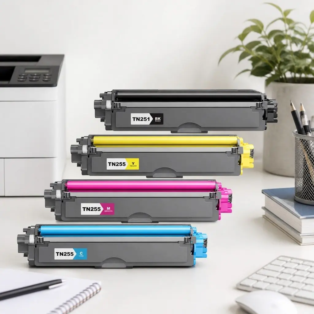 Toner Cartridge Set 4 Pack Black Cyan Magenta Yellow Compatible with Brother TN-251 Series Printers