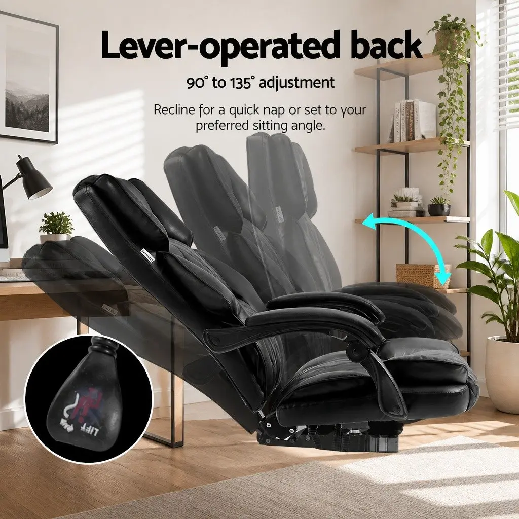 Office Chair Black High-Back Recliner Adjustable Swivel Desk Seat