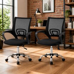 Mesh Office Chair Mid Back Black Ergonomic Design 360 Rotatable Gas Lift Height