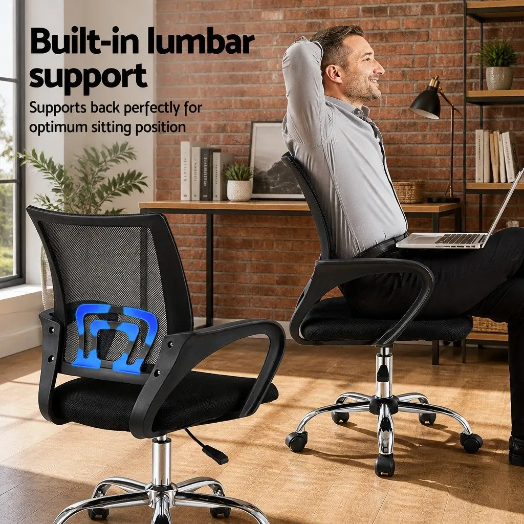 Mesh Office Chair Mid Back Black Ergonomic Design 360 Rotatable Gas Lift Height